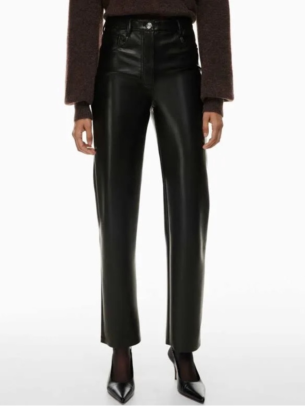 Wilfred Black Straight-Leg Faux Leather Pants